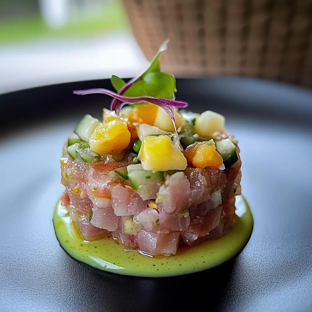 Um prato com frutas e vegetais em um molho.