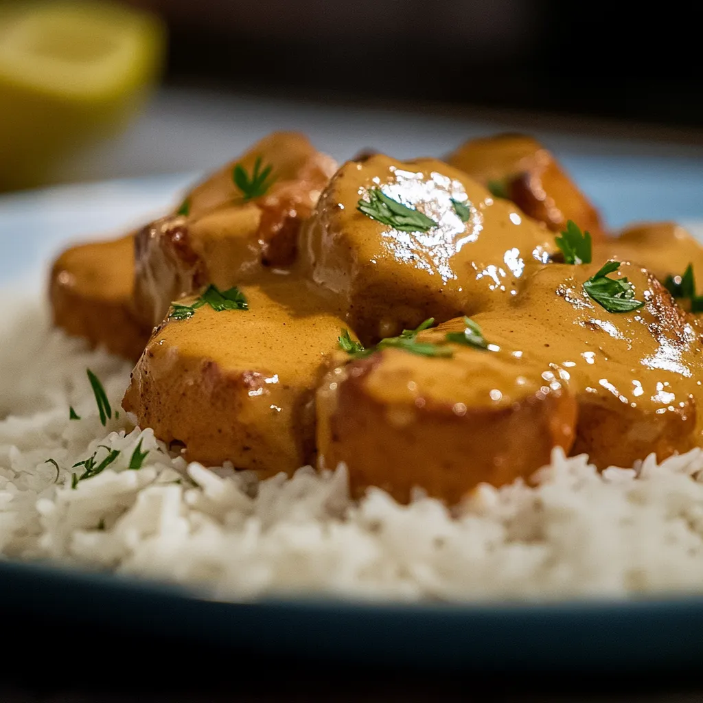 Riso com carne e molho.