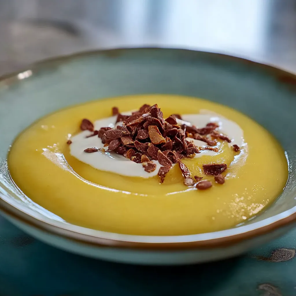 Um prato de sopa com chocolate e manteiga.