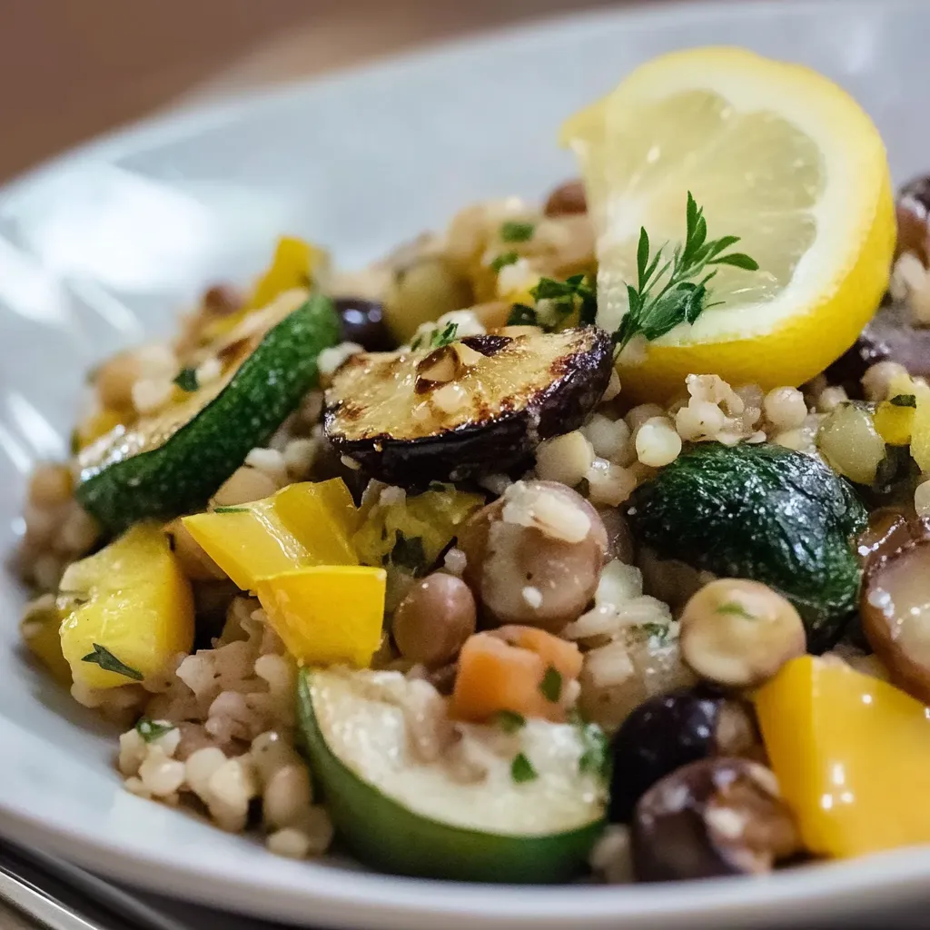Um prato de comida com frutas e legumes.