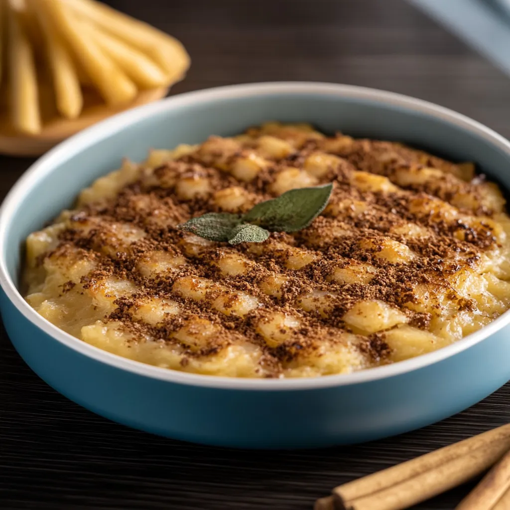 Um prato de macarrão com café e canela.
