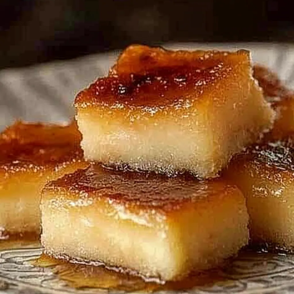 Pedaços de queijo assado em uma tabela.