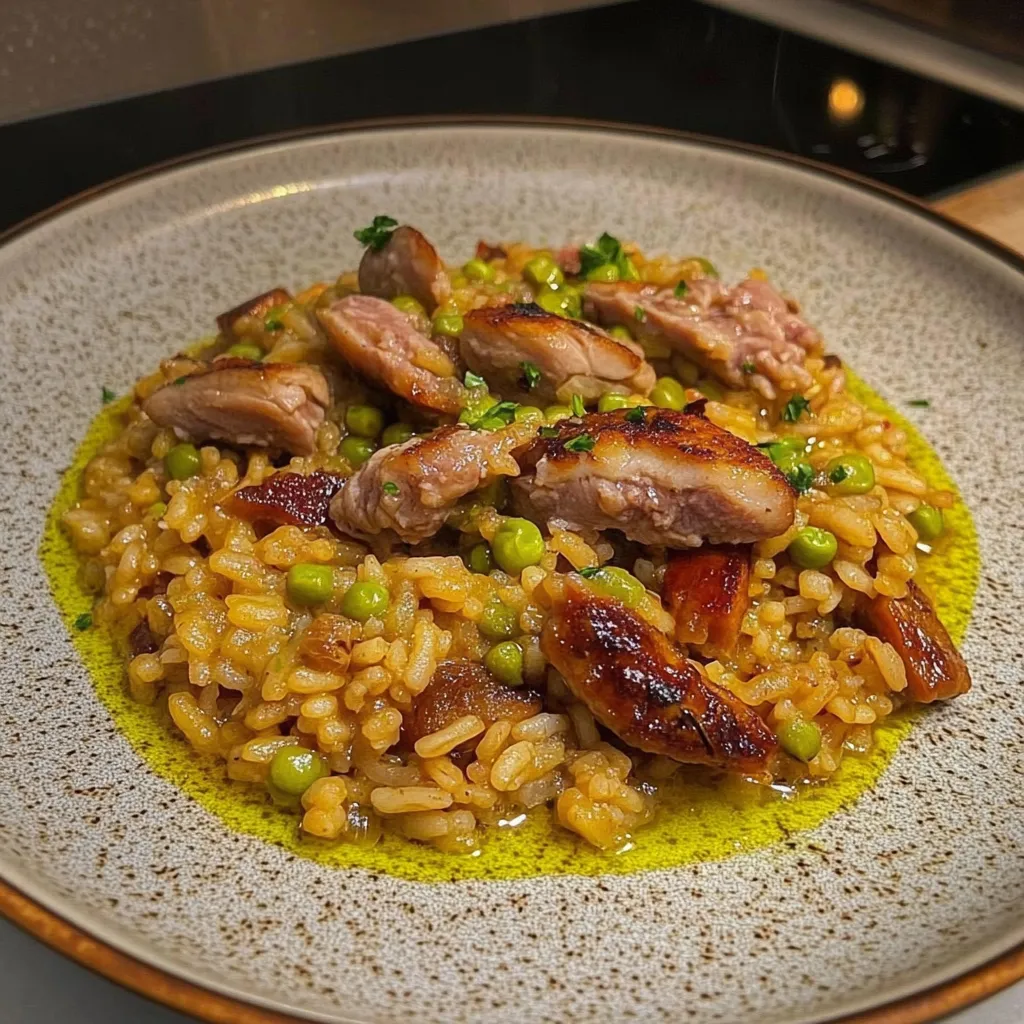 Riso com carne e peixe.