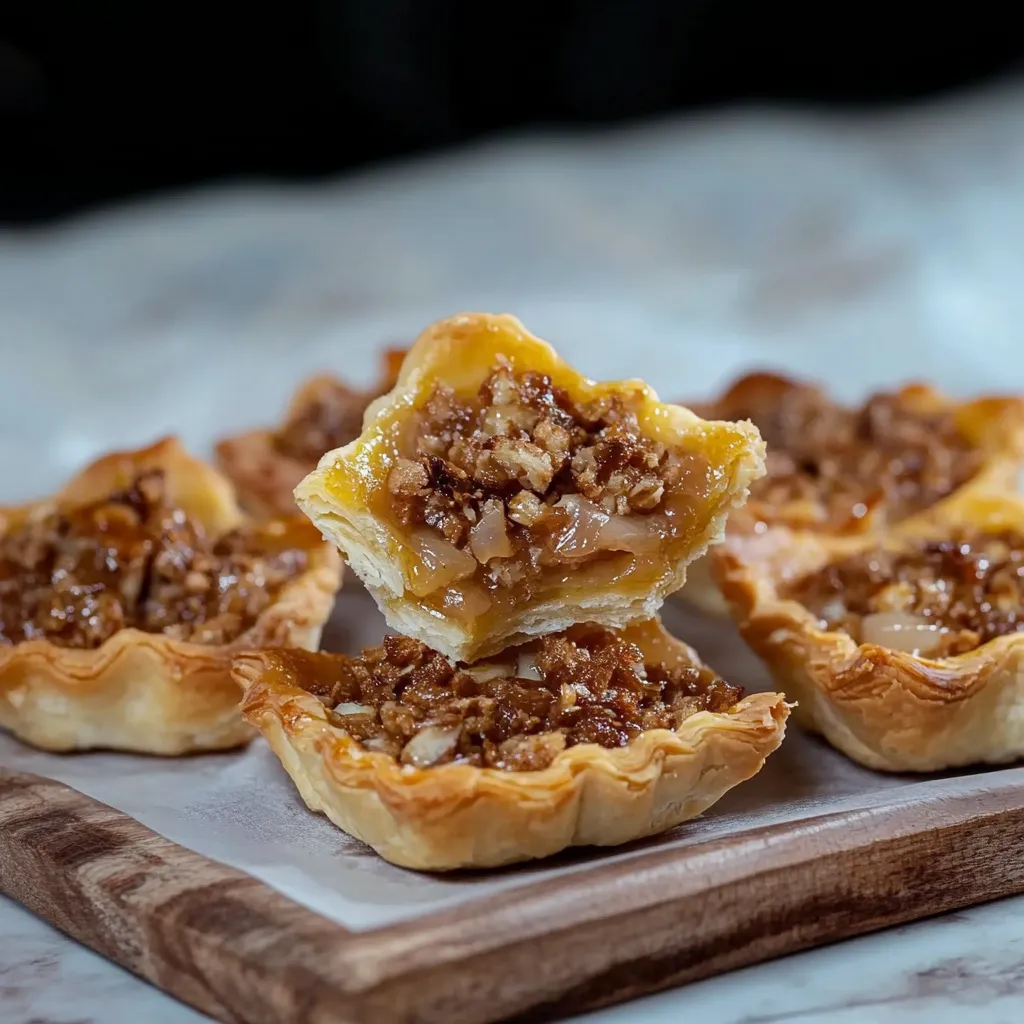 Quatro pastéis de frango com queijo e nozes.