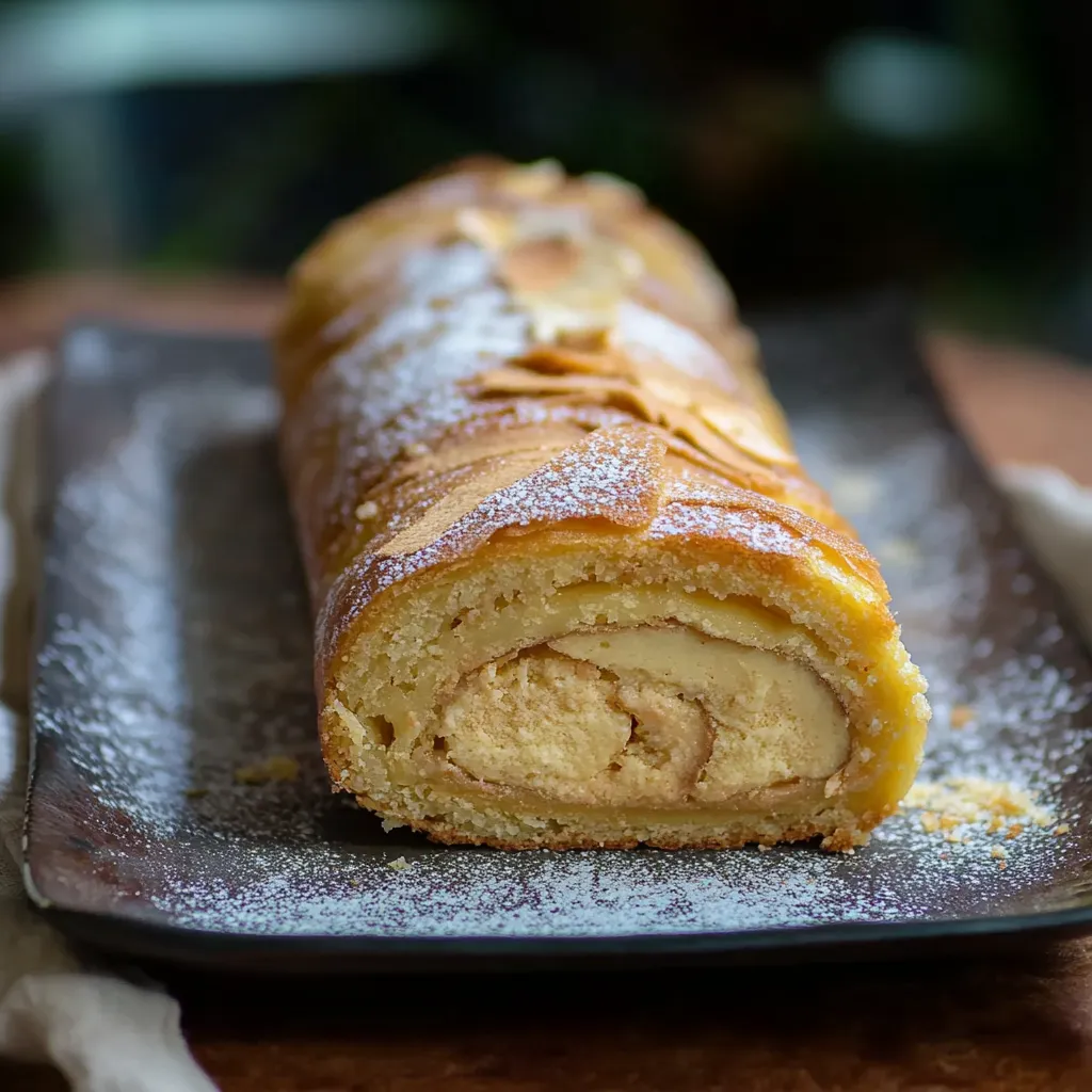 Um rollo de pastel com granulado de chocolate.
