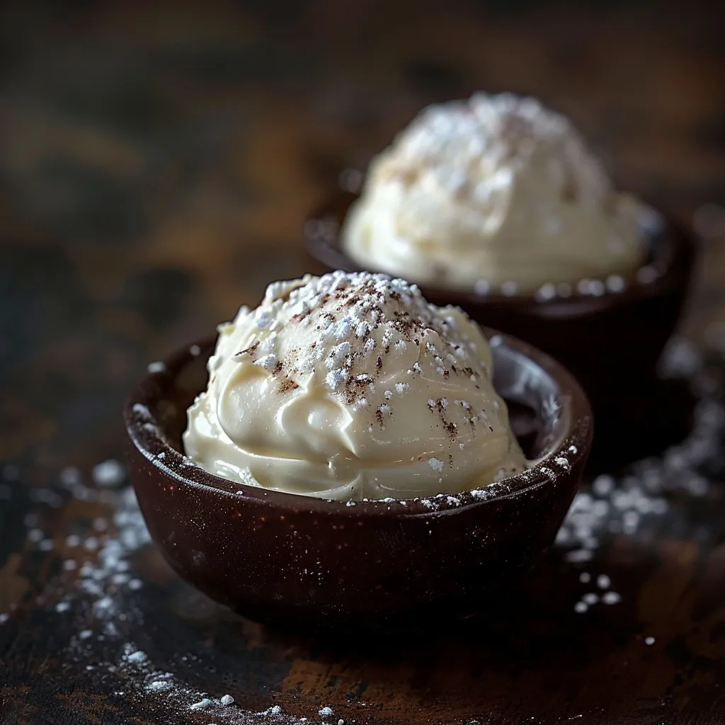 Dois bolos de creme com granulado de chocolate.