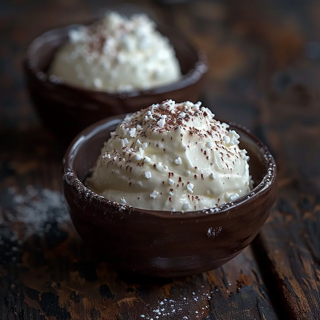 Dois bolos de creme com granulado de chocolate.