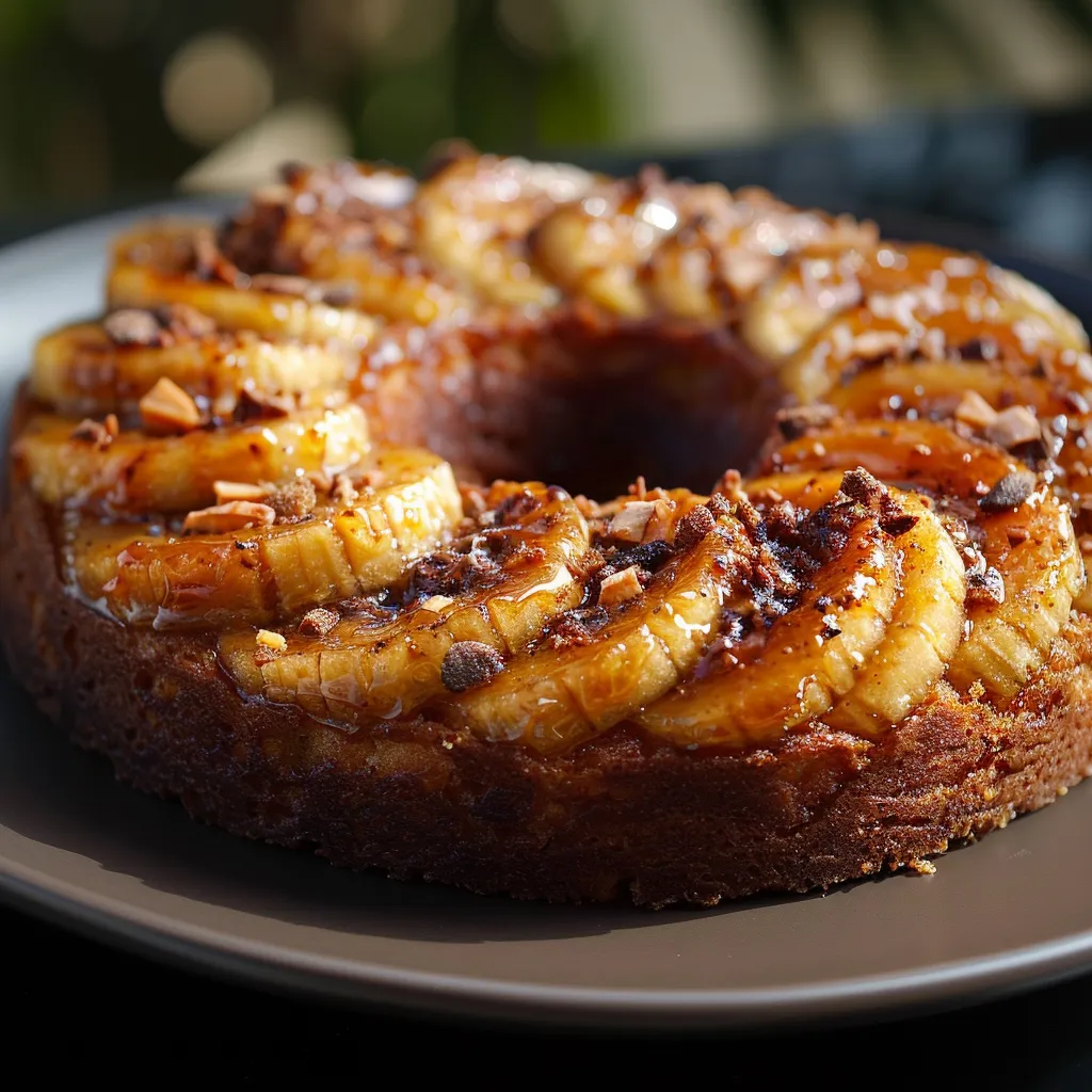 Cake com bananas e nozes.