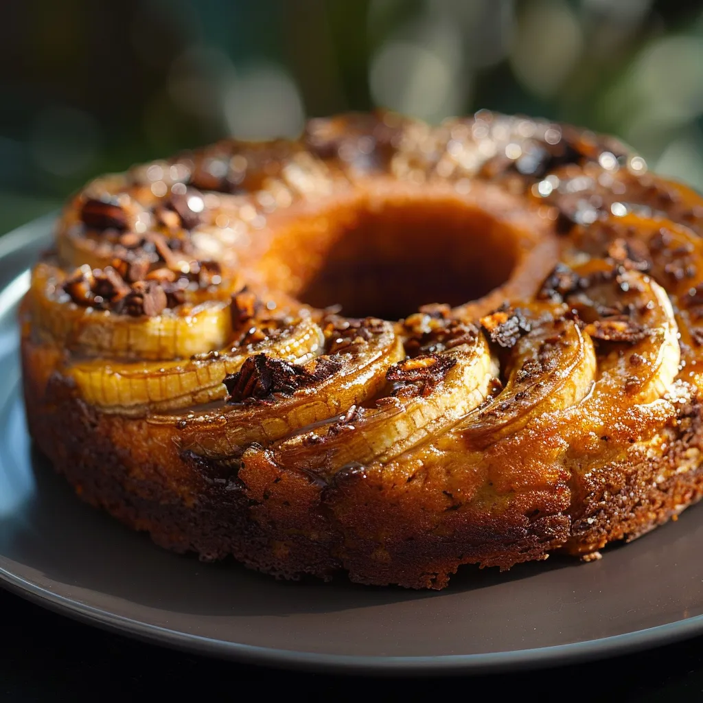 Um cake com nozes e cacau.