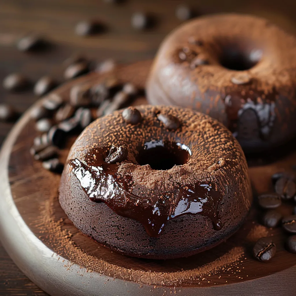 Dois donuts de chocolate com recheio.