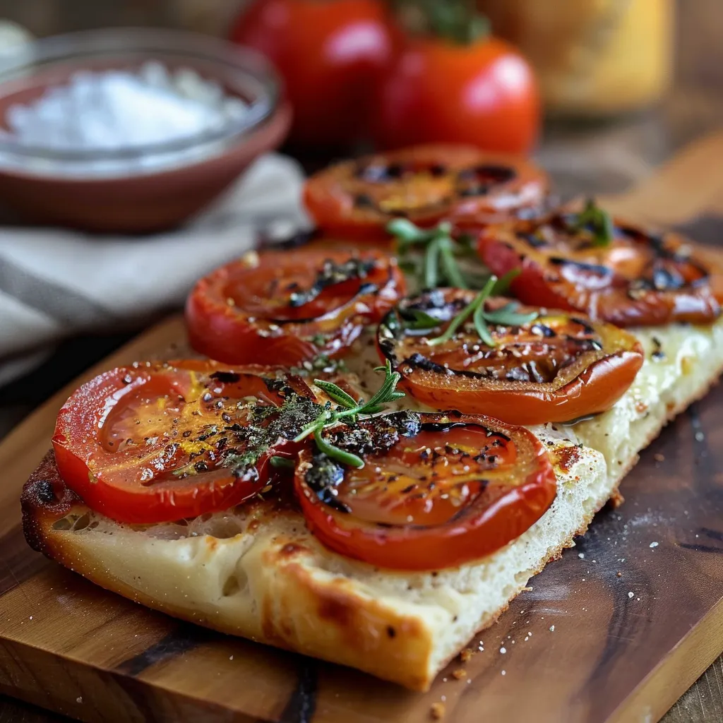 Pizza com tomates e ervas.