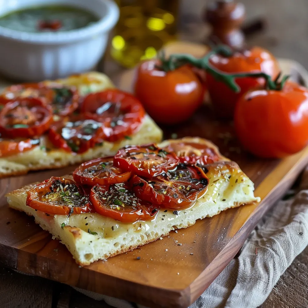 Pizza com tomates e pimentões.
