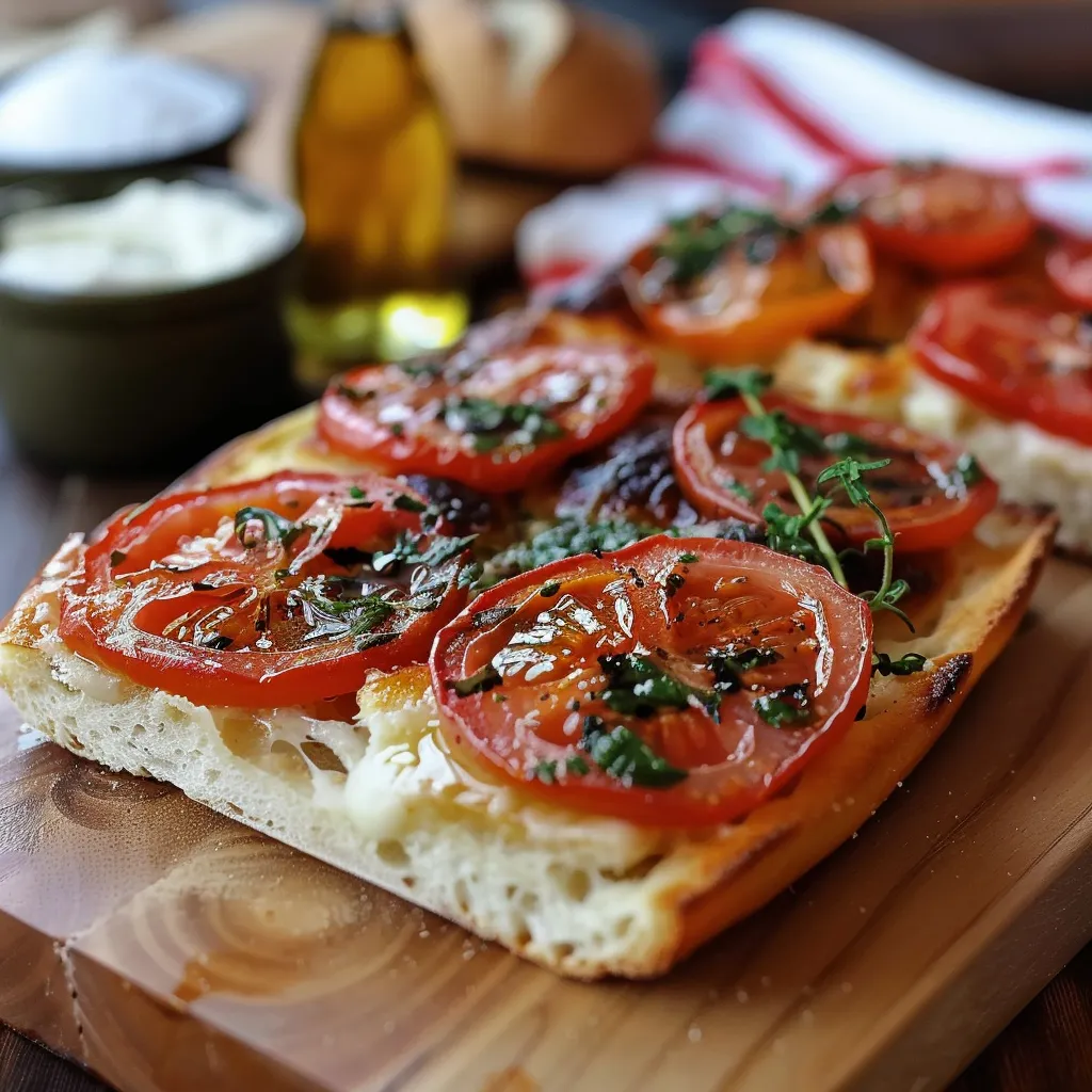 Pizza com tomates e pimentões.