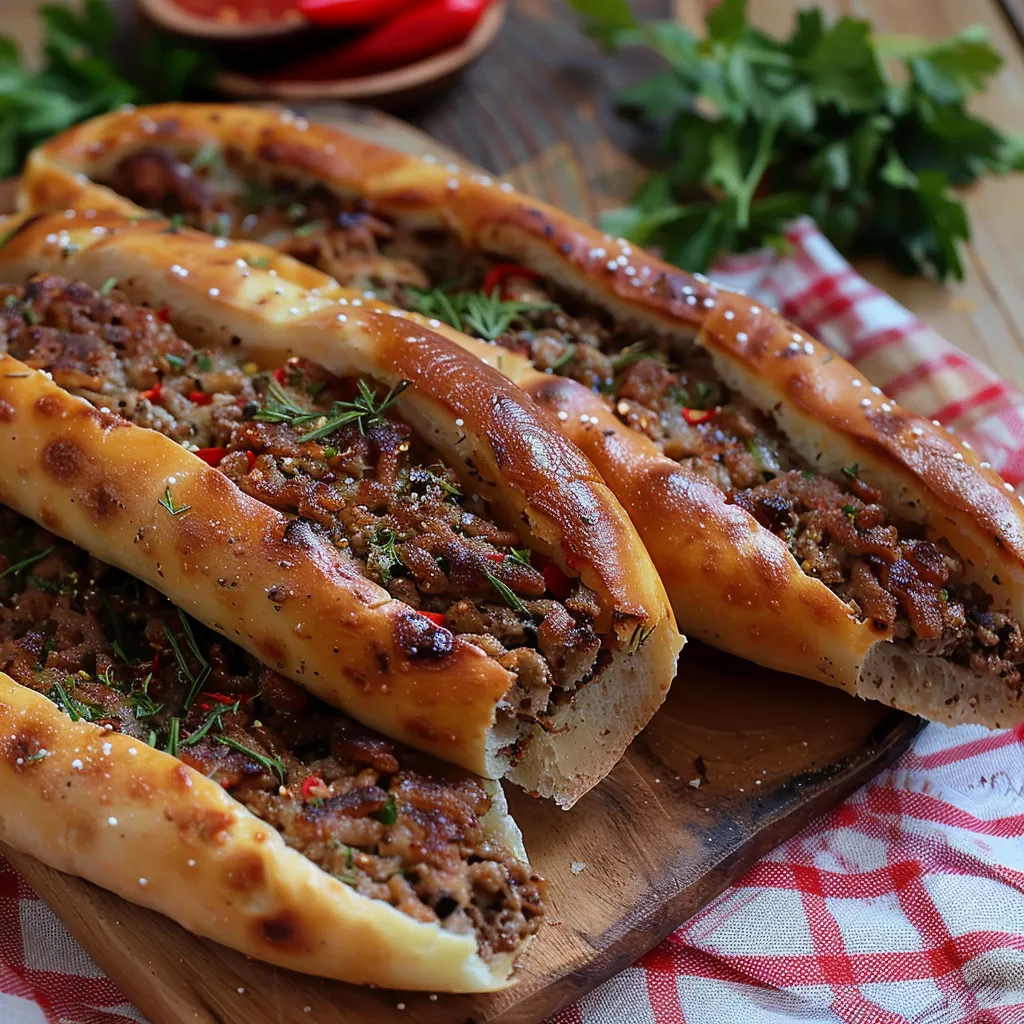 Pizza com carne e pimenta.