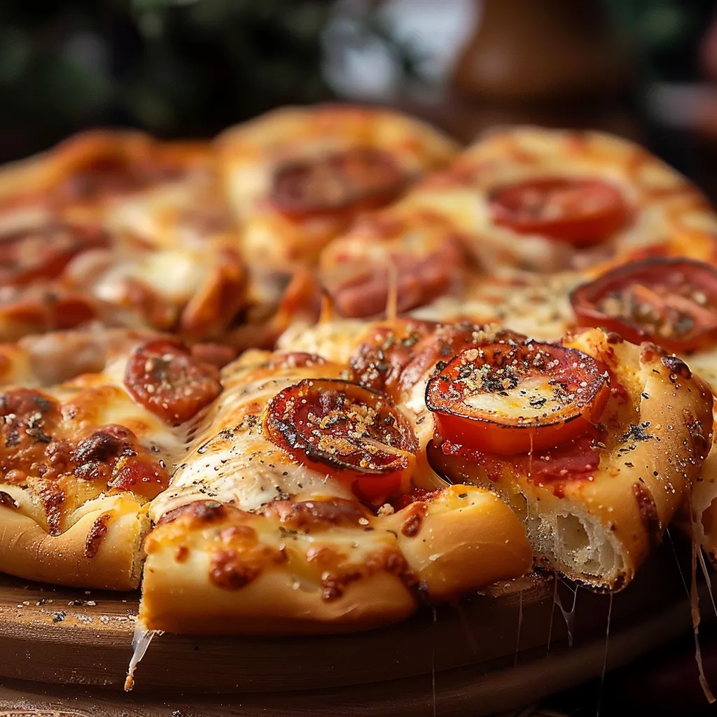Pizza com tomate e pepperoni.