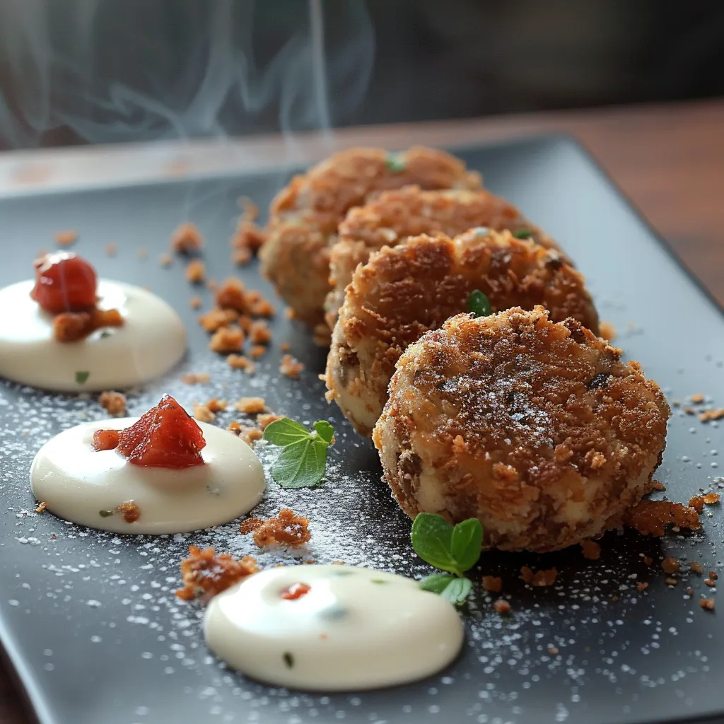Pães fritos com molho de alho e tomate.