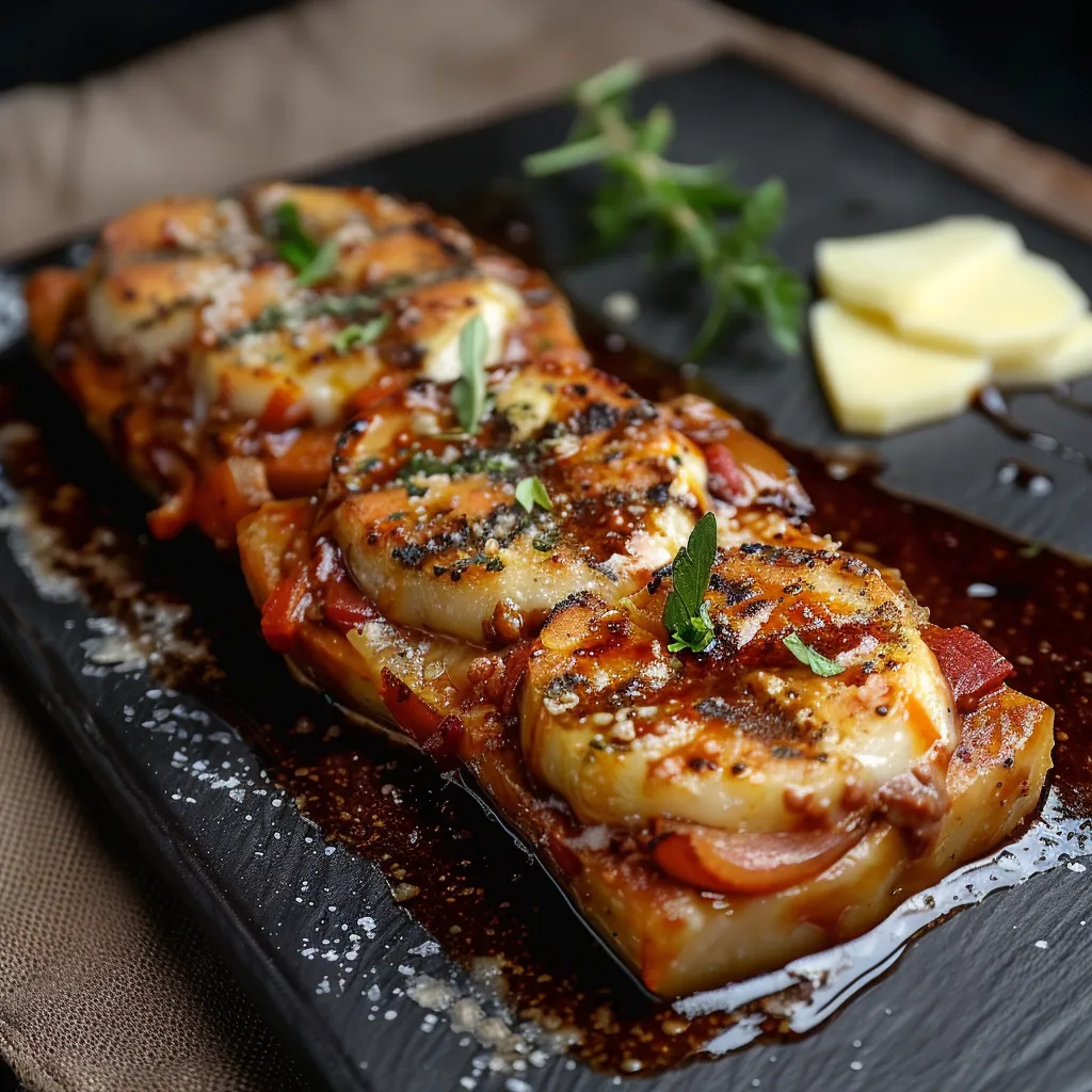Carne assada com molho de tomate e cebola.