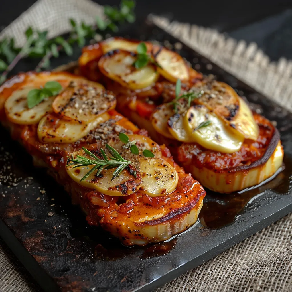 Carne assada em um molho de tomate e alho.