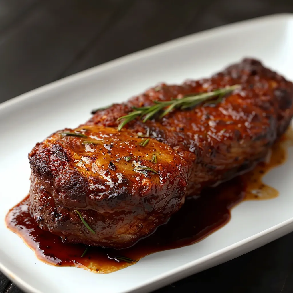 Carne assada com ervas no topo.