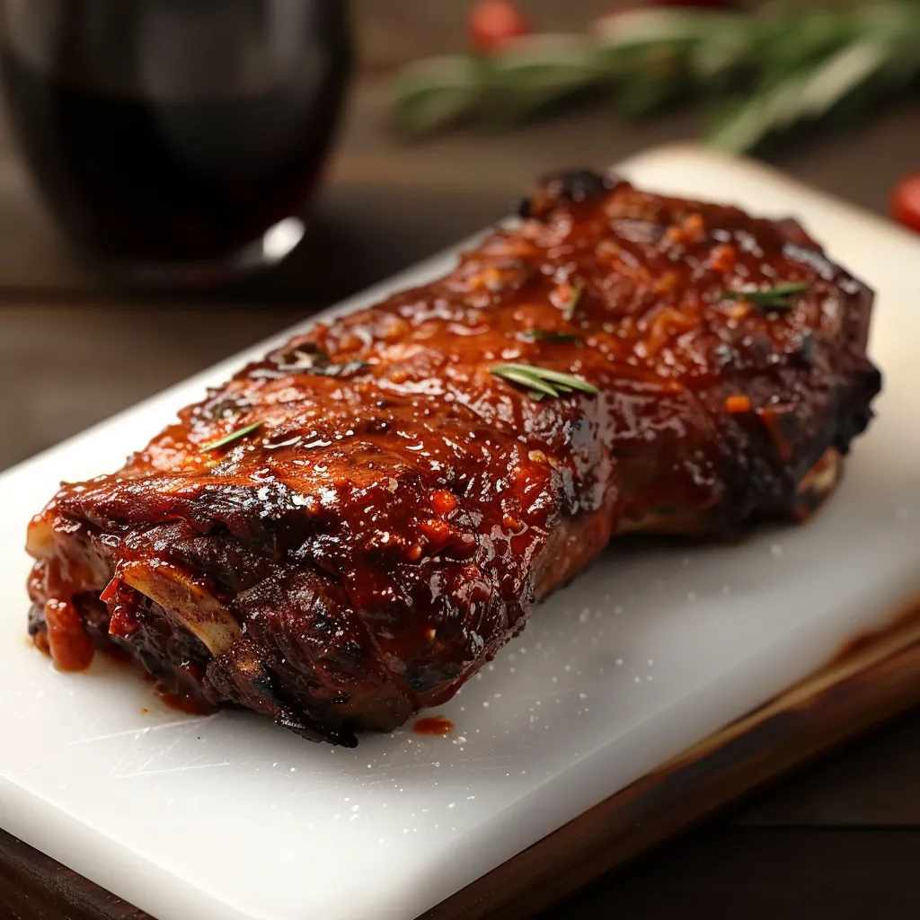 Carne assada com molho de tomate e ervas.
