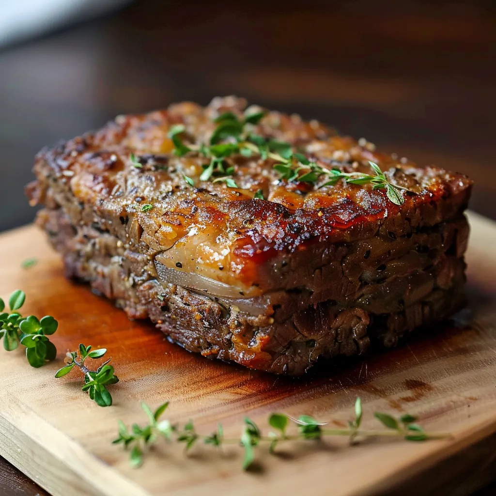 Carne assada com ervas.