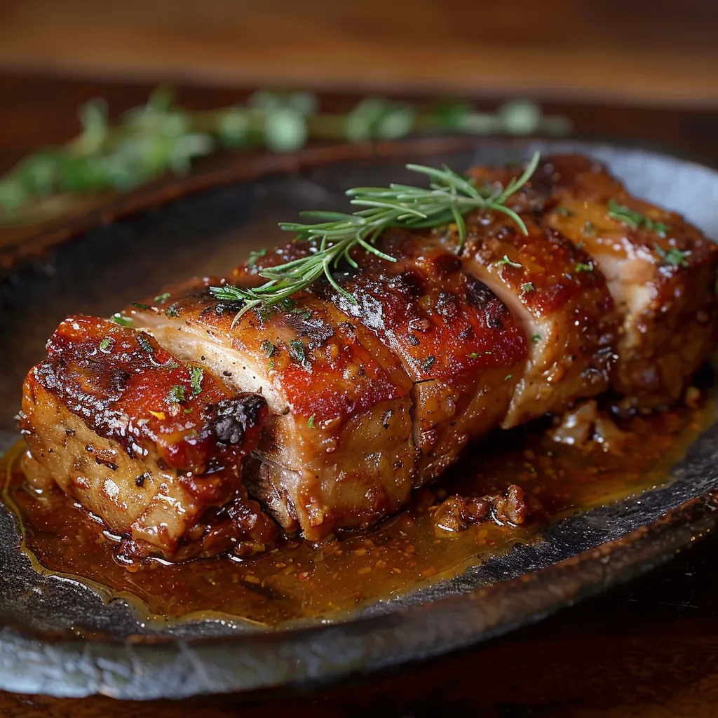 Carne assada com ervas.