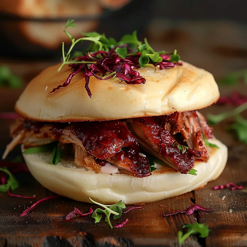 Sanduíche com carne, salada e pimenta.