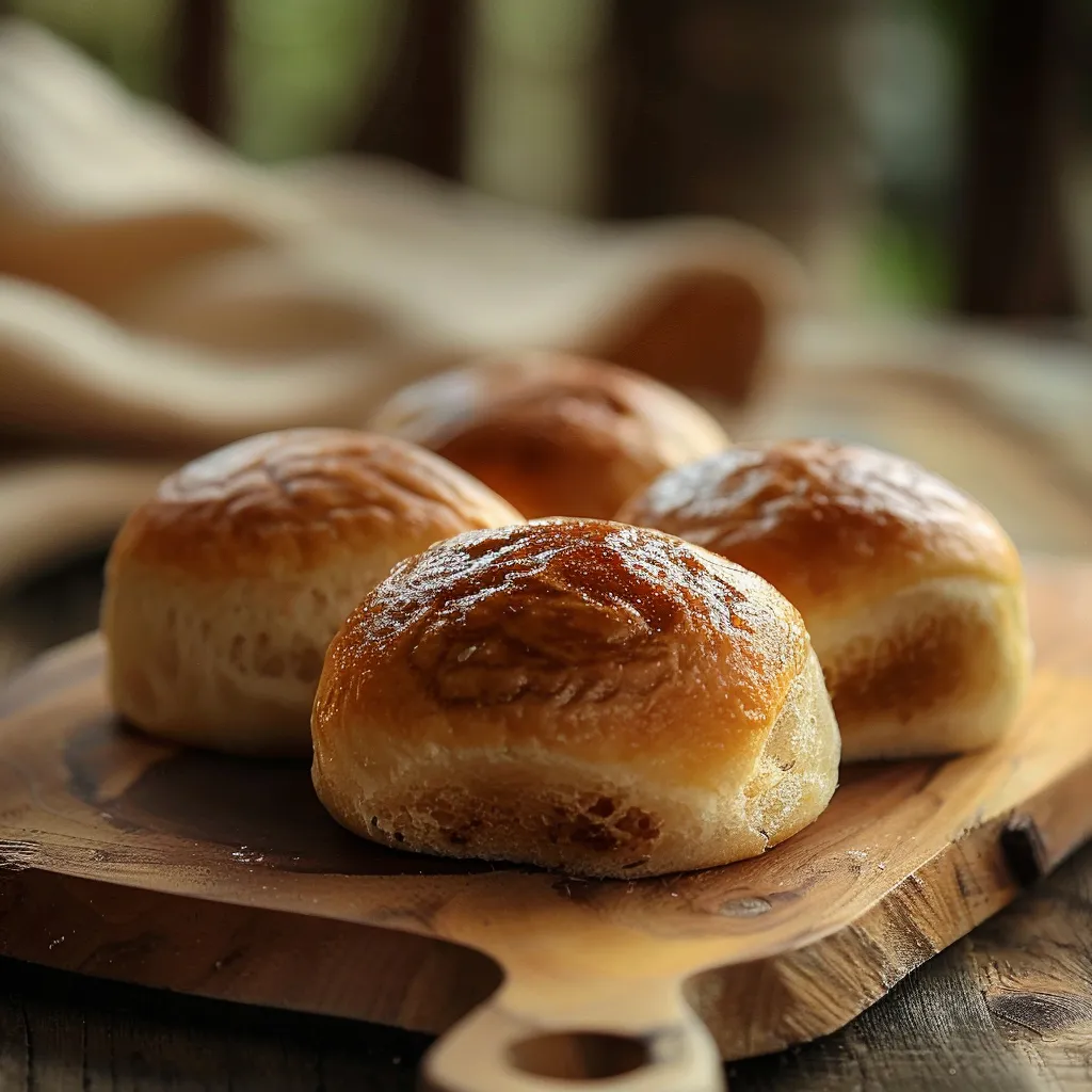 Quatro bolos de pão frito em uma tábua.