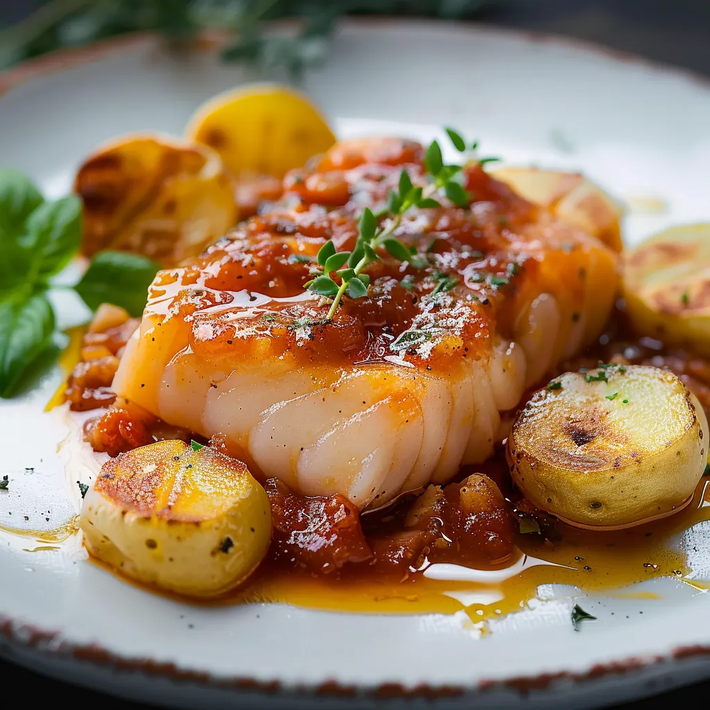 Carne assada com tomate e ervas.