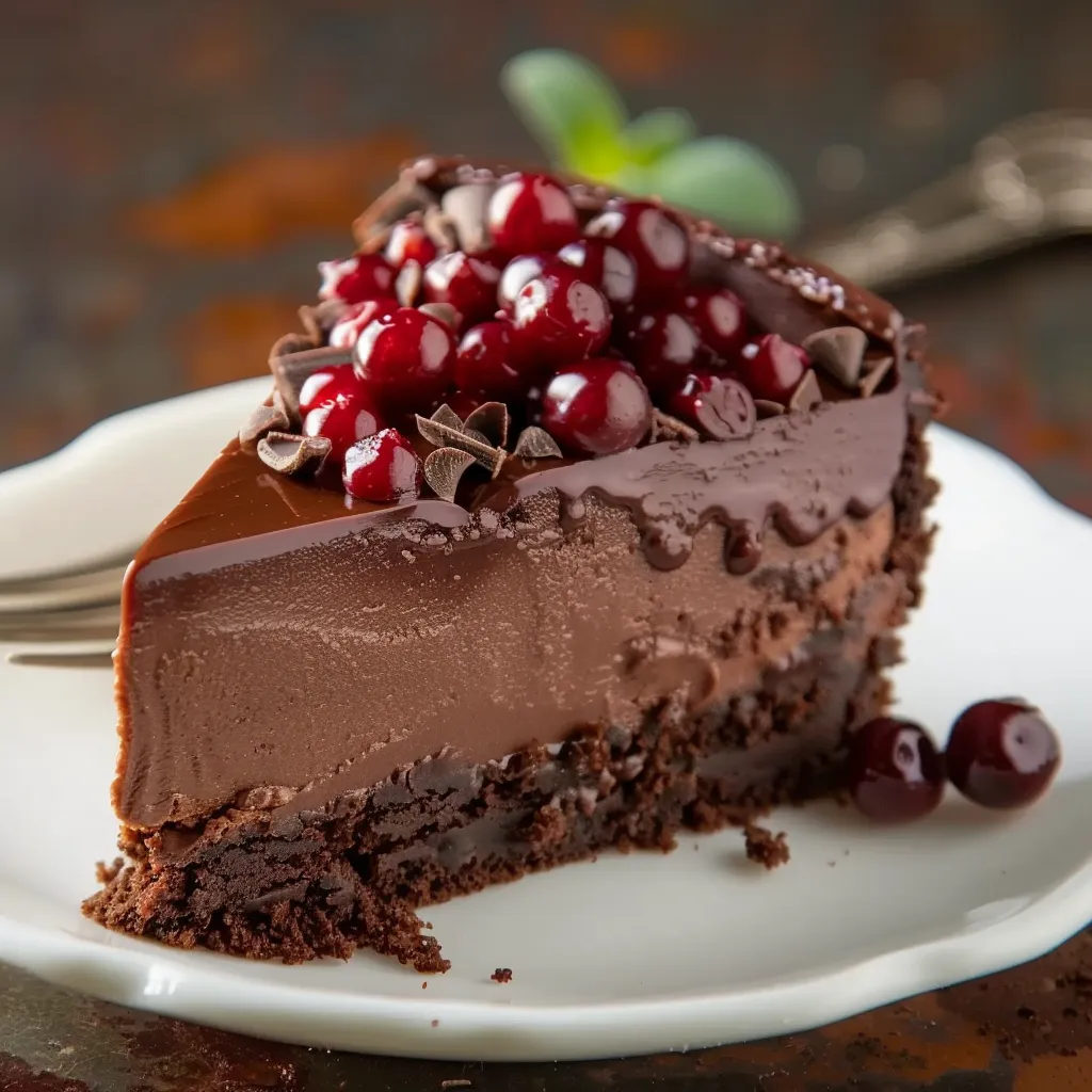 Cake com chocolate e frutas vermelhas.