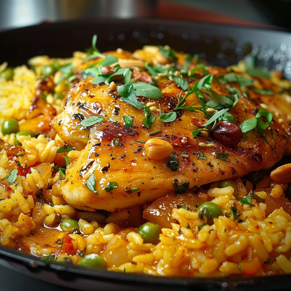 Carne assada com ervas e arroz.