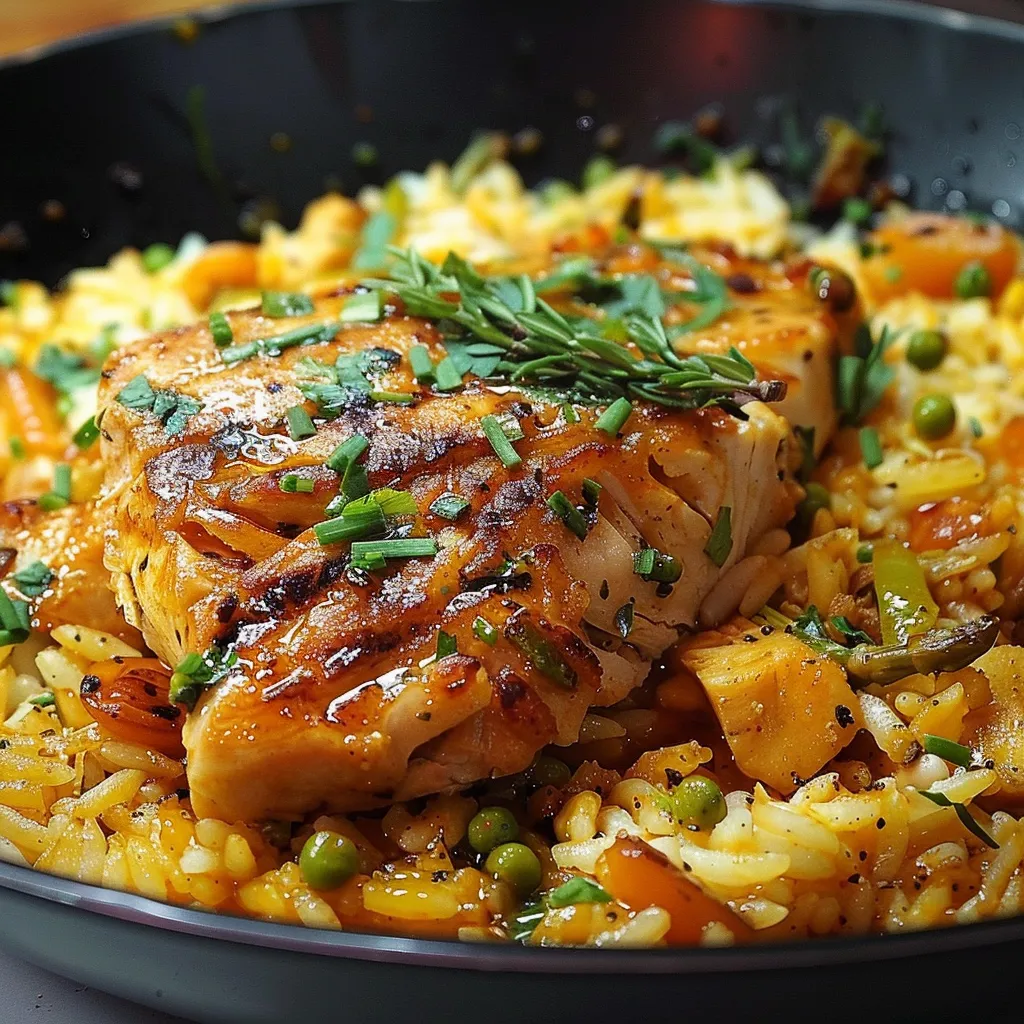 Carne assada com ervas e arroz.