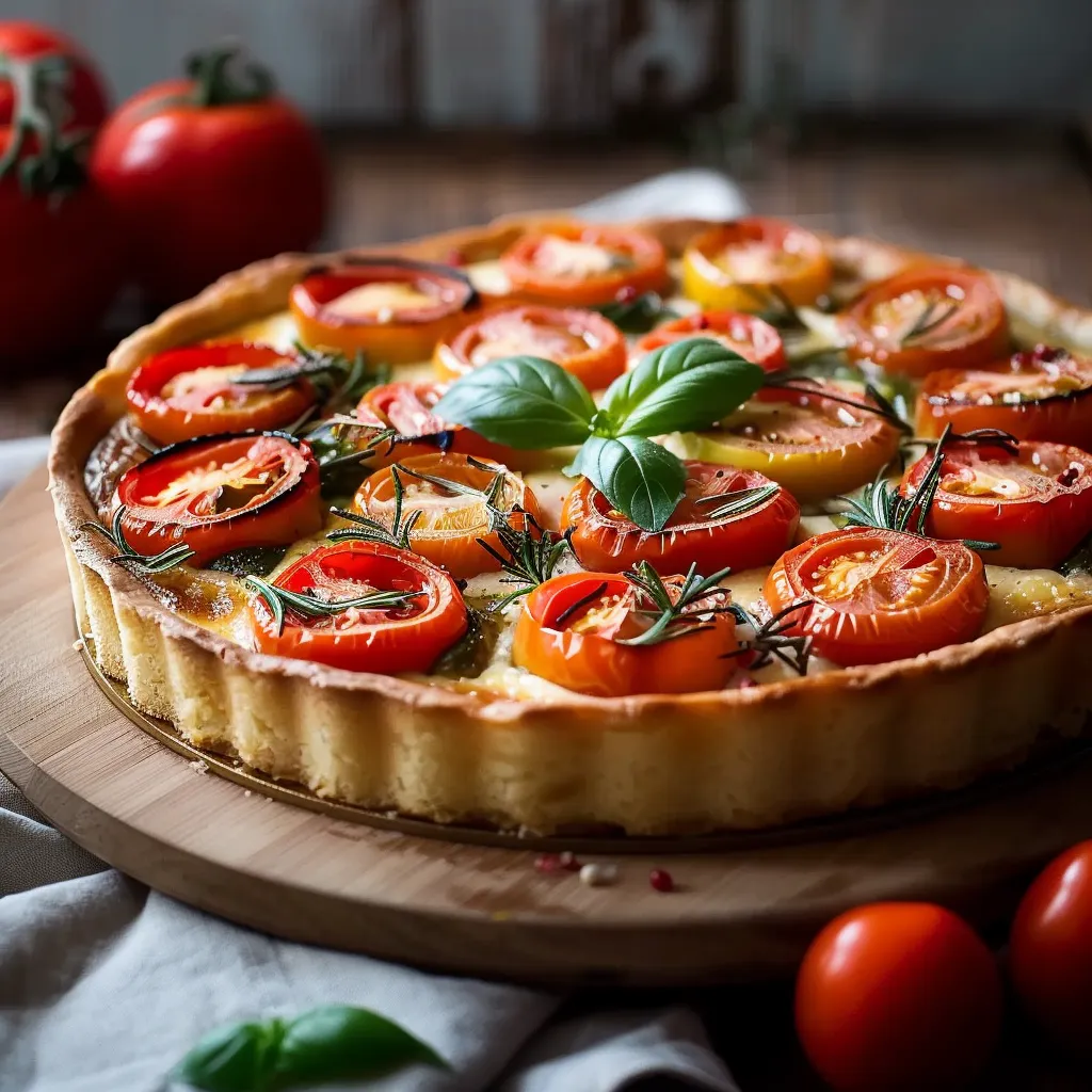 Pizza com tomates e ervas.