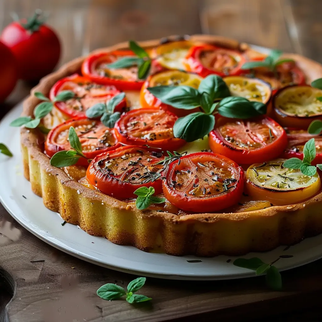 Pizza com tomate e basilico.