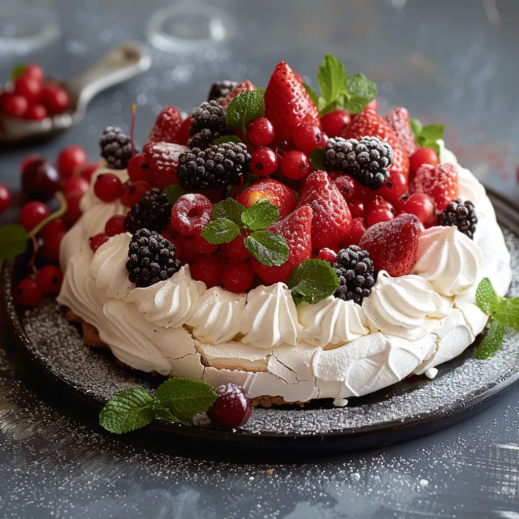 Um cake de frutas com morangos, cranberries, strawberries e outras frutas.
