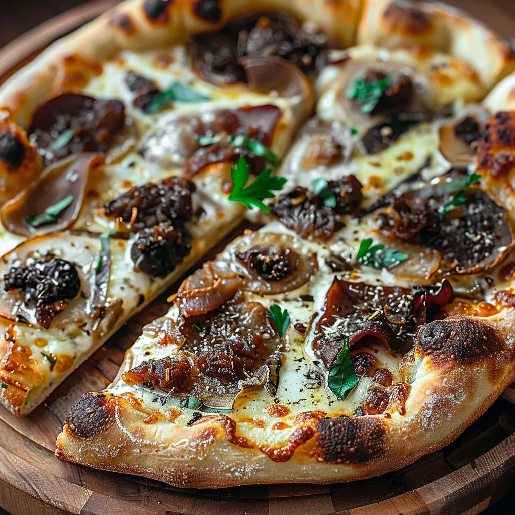 Pizza com carne e cebola.