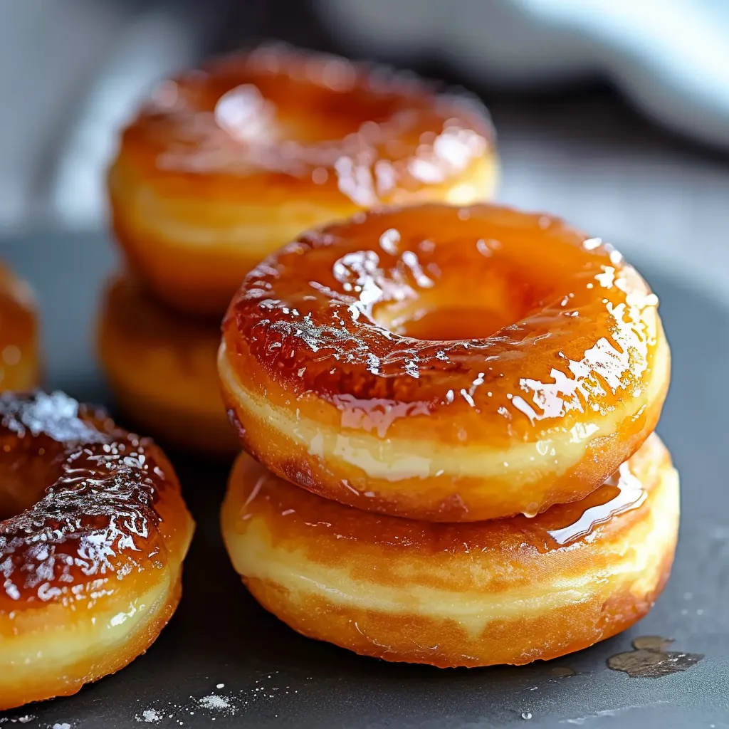 Dois donuts com manteiga e caramelo.