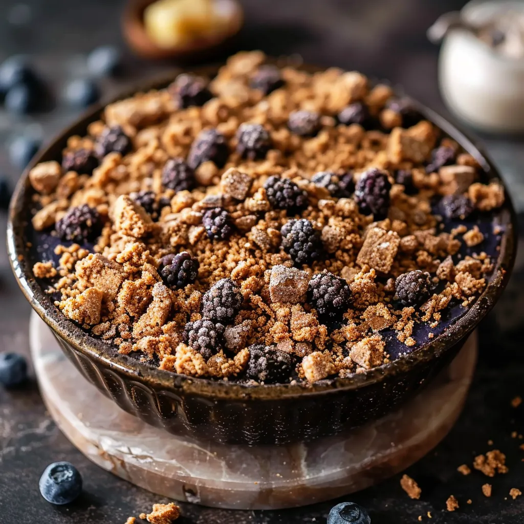 Um prato de frutas com granulado de cereais.