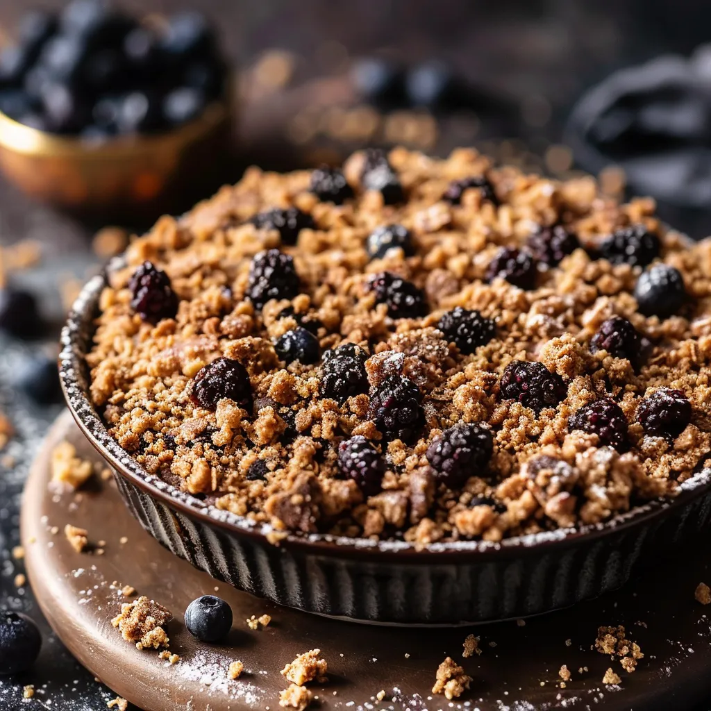 Torta de frutas com granola e morangos.