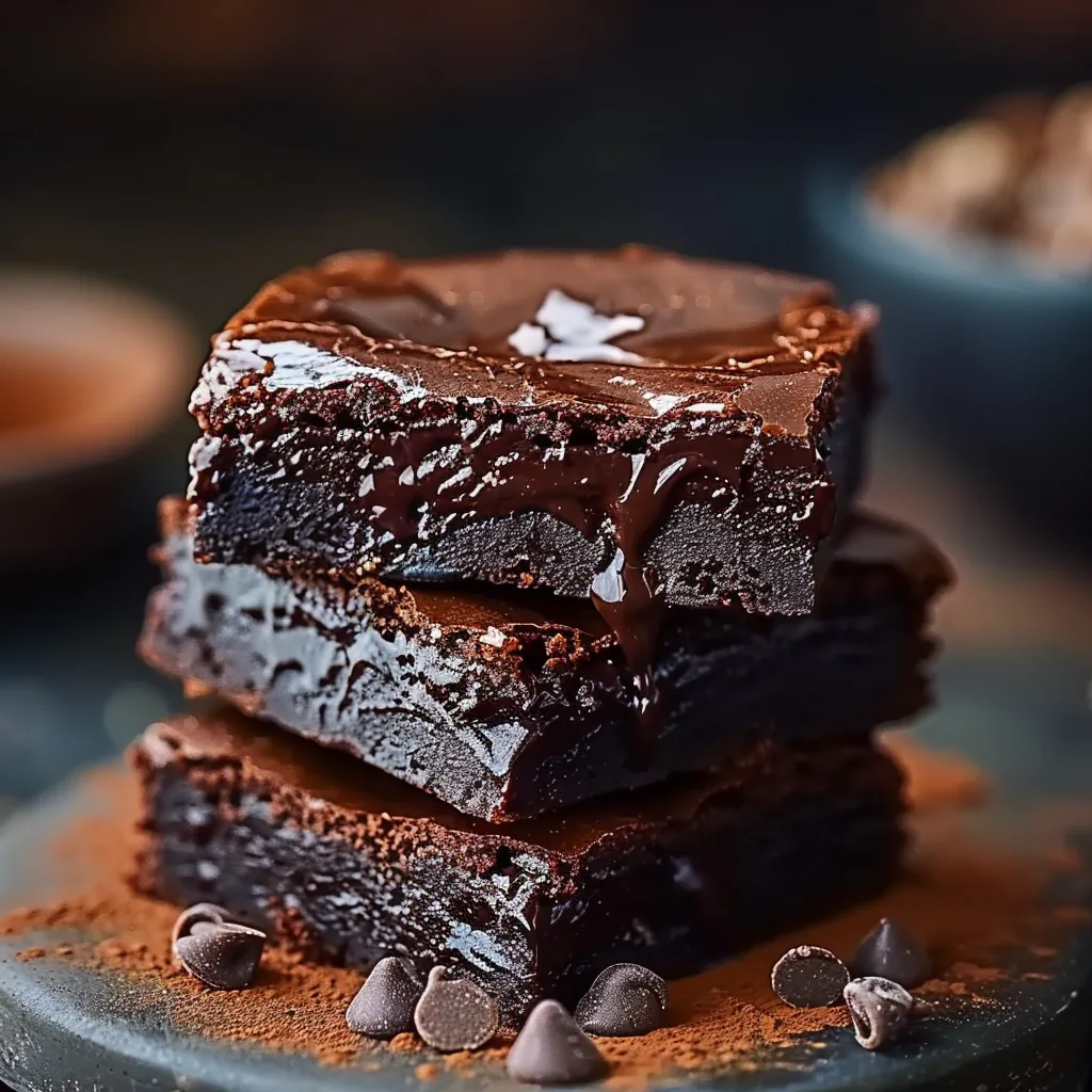 Pedaços de chocolate com chocolate derretido em cima.