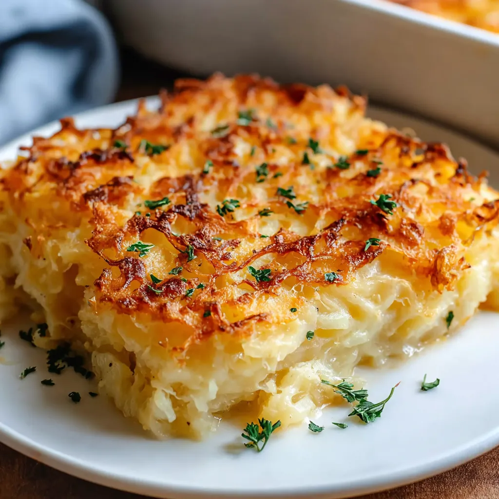 Cozido em uma panela, este prato de macarrão com cebola e alho é servido em um prato branco.