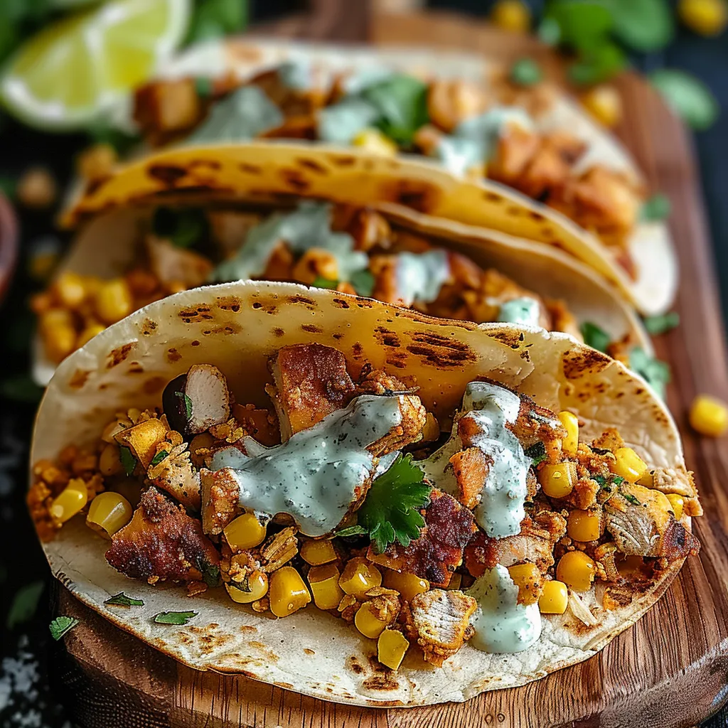 Tacos com carne e vegetais.