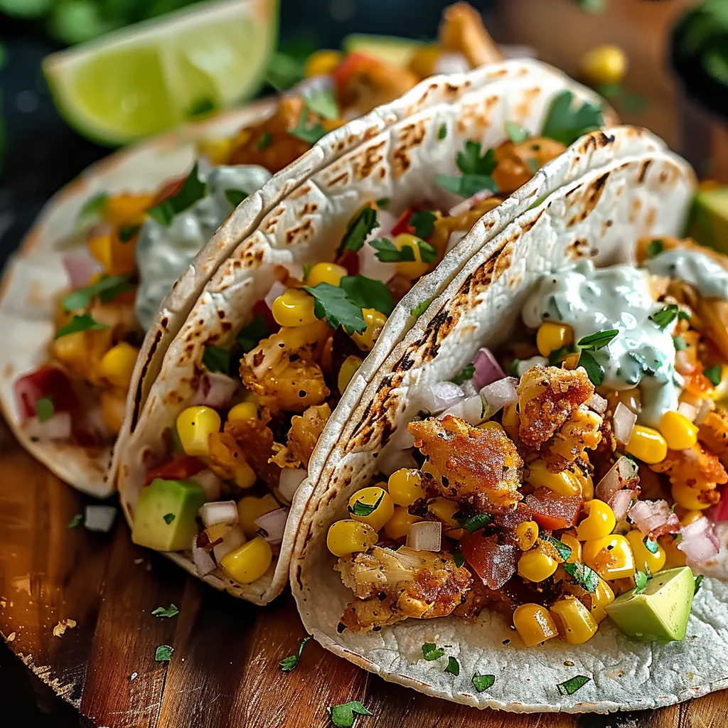 Tacos com carne e vegetais.