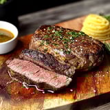 Carne assada com sal e ervas.