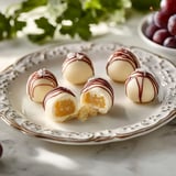 Plate com bolinhas de chocolate com frutas.