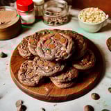 Pães de chocolate em uma prateleira.