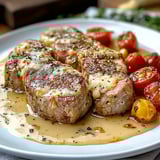 Carne grelhada com tomate e cebola.