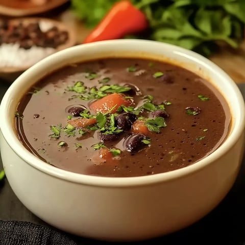 Um prato de sopa com carne e vegetais.